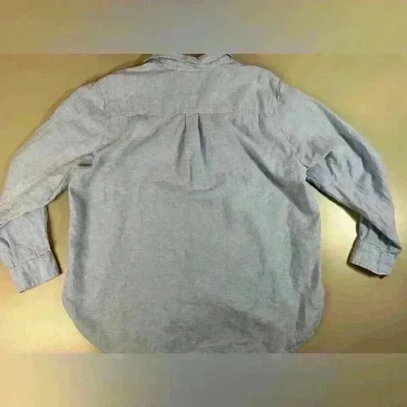 H&M Men’s Linen Blend Blue Button up Long sleeve Size Large - Picture 10 of 11